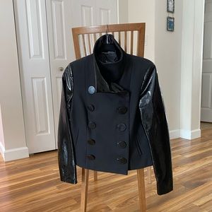 C.Malandrino Blended wool and real leather coat